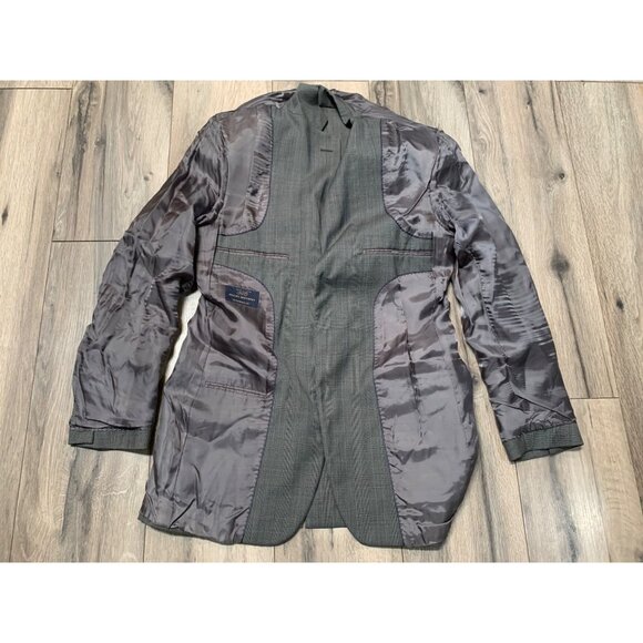 Brooks Brothers Men’s 36R Fitzgerald Wool Unlined Sportcoat Gray Blue Plaid Two - Picture 6 of 8